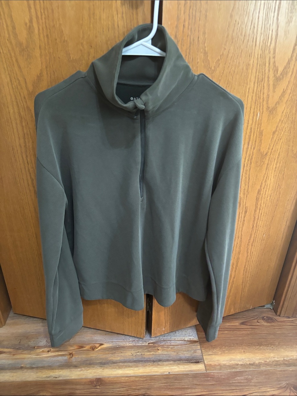Seasoft Athleta Olive Quarter-Zip Funnel Neck Pullover